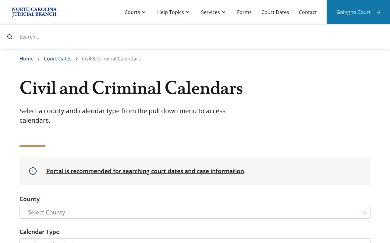 Lee County court calendar search interface