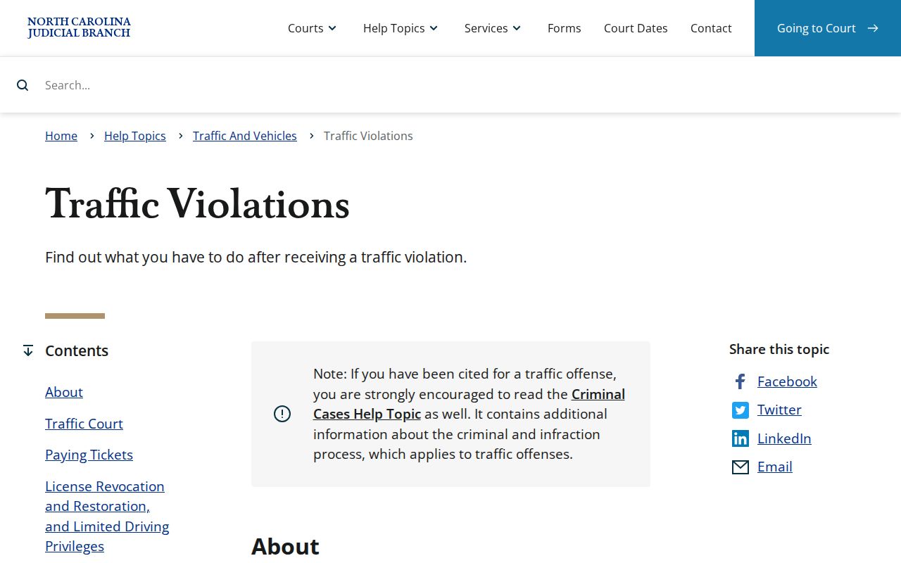 Lee County traffic court records North Carolina citation response context